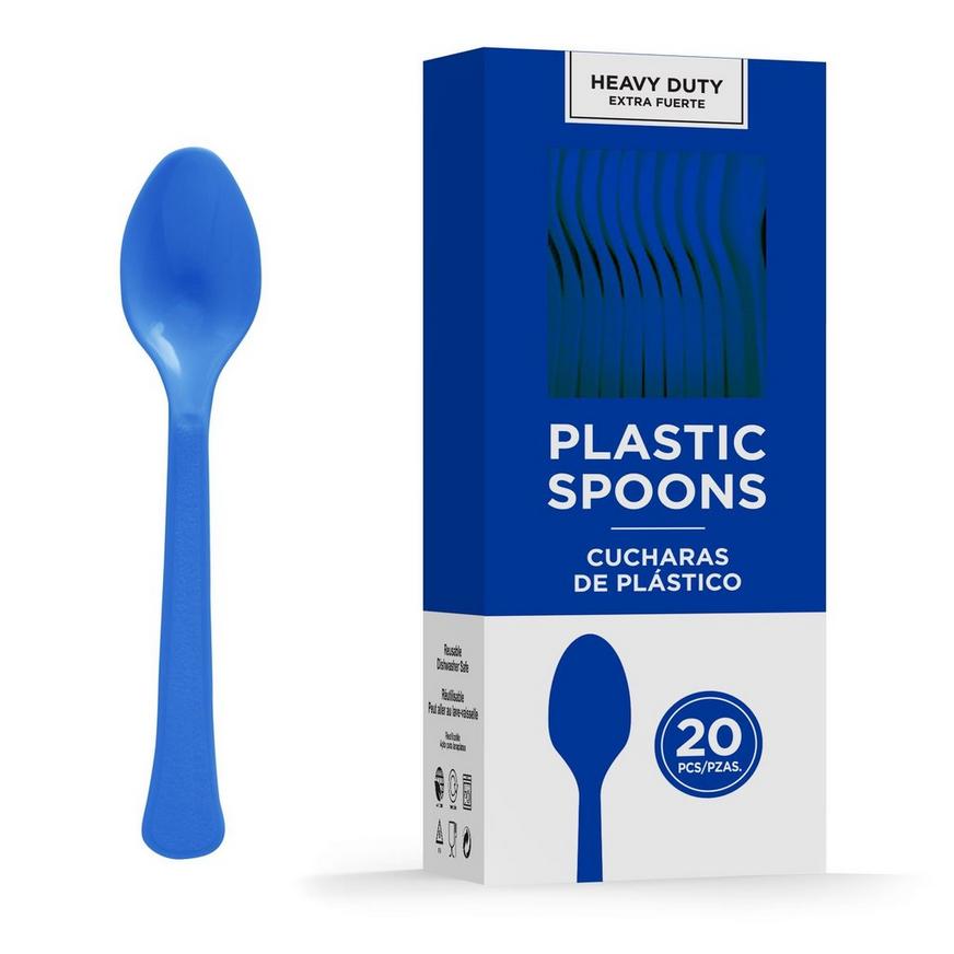 Royal Blue Heavy-Duty Plastic Spoons, 20ct